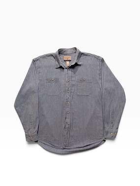 High Sierra Blue Striped Long Sleeve Button-Up Work Shirt Size Large